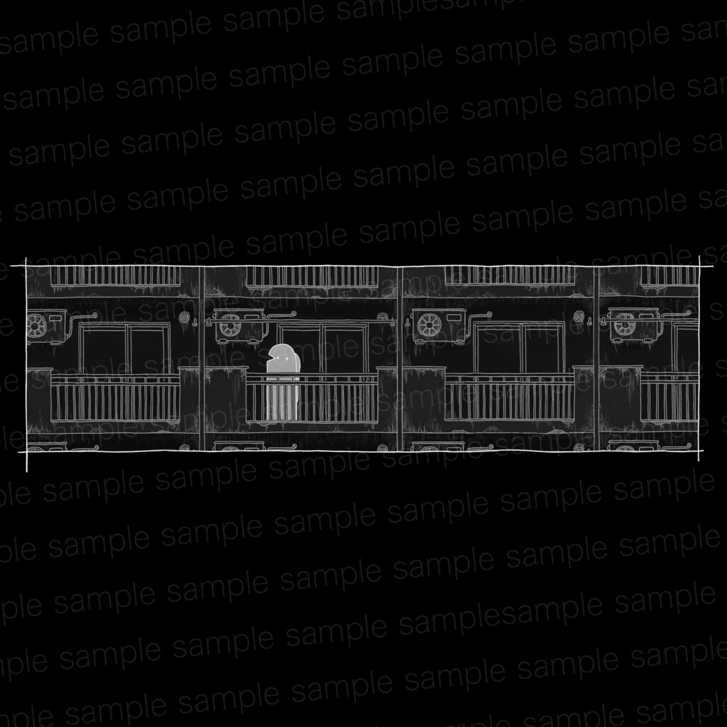 半袖 丁シャツ(黒)_アパート