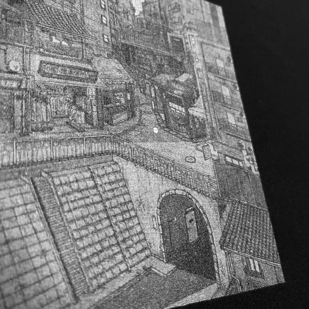 【受注生産】半袖丁シャツ(白/黒)_用水路