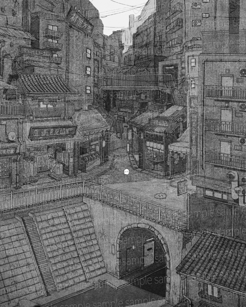 【受注生産】半袖丁シャツ(白/黒)_用水路