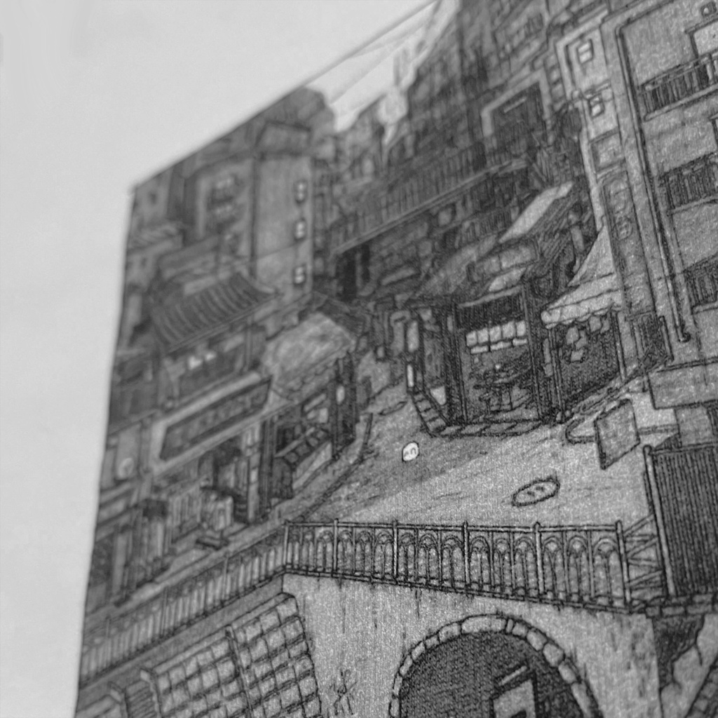 【受注生産】半袖丁シャツ(白/黒)_用水路