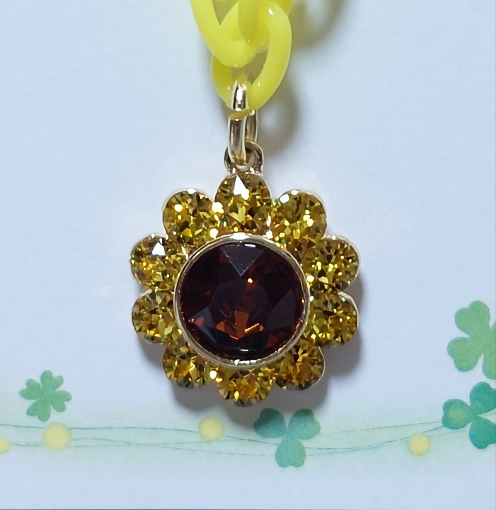 キラキラひまわりのポシェット風チャーム