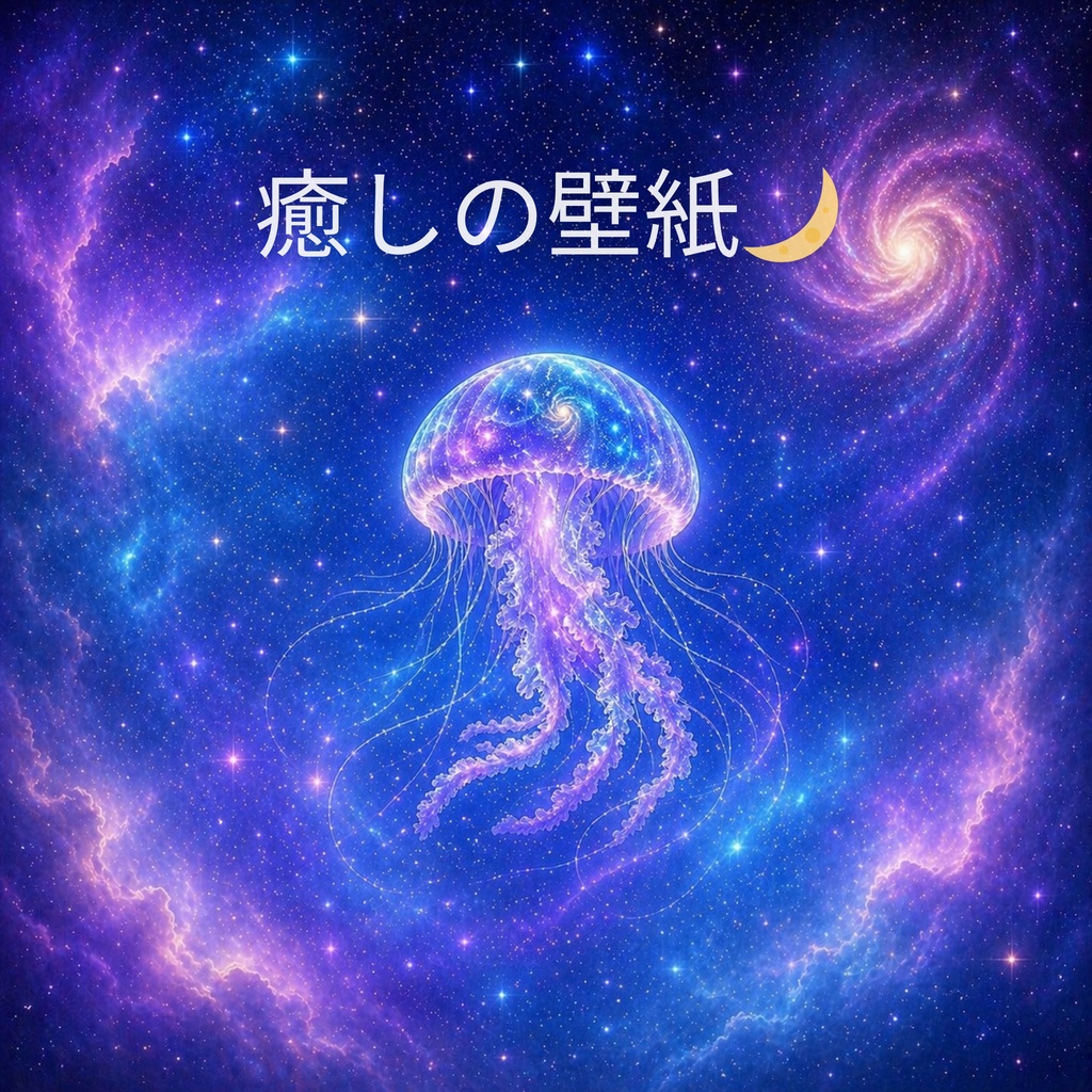 癒しのクラゲ宇宙｜スマホ＋正方形セット壁紙