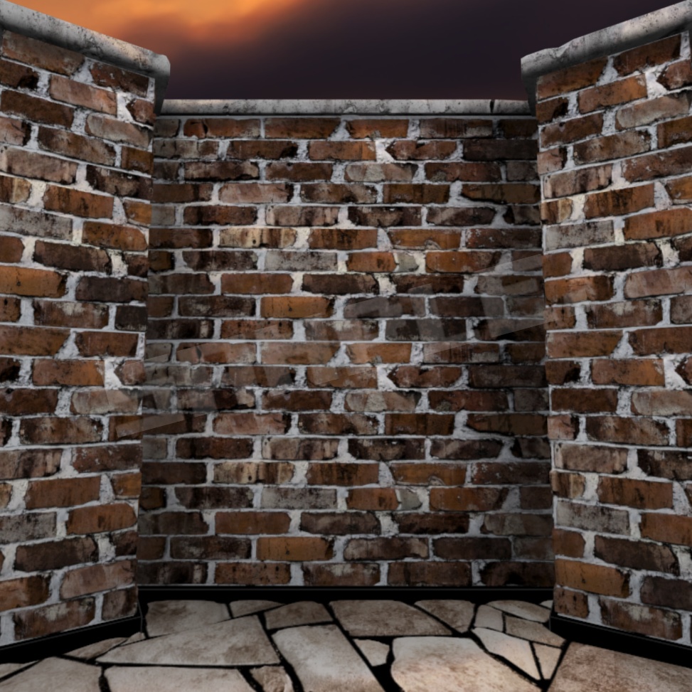 煉瓦の壁のスカイボックス(合成用テクスチャ素材付き)
