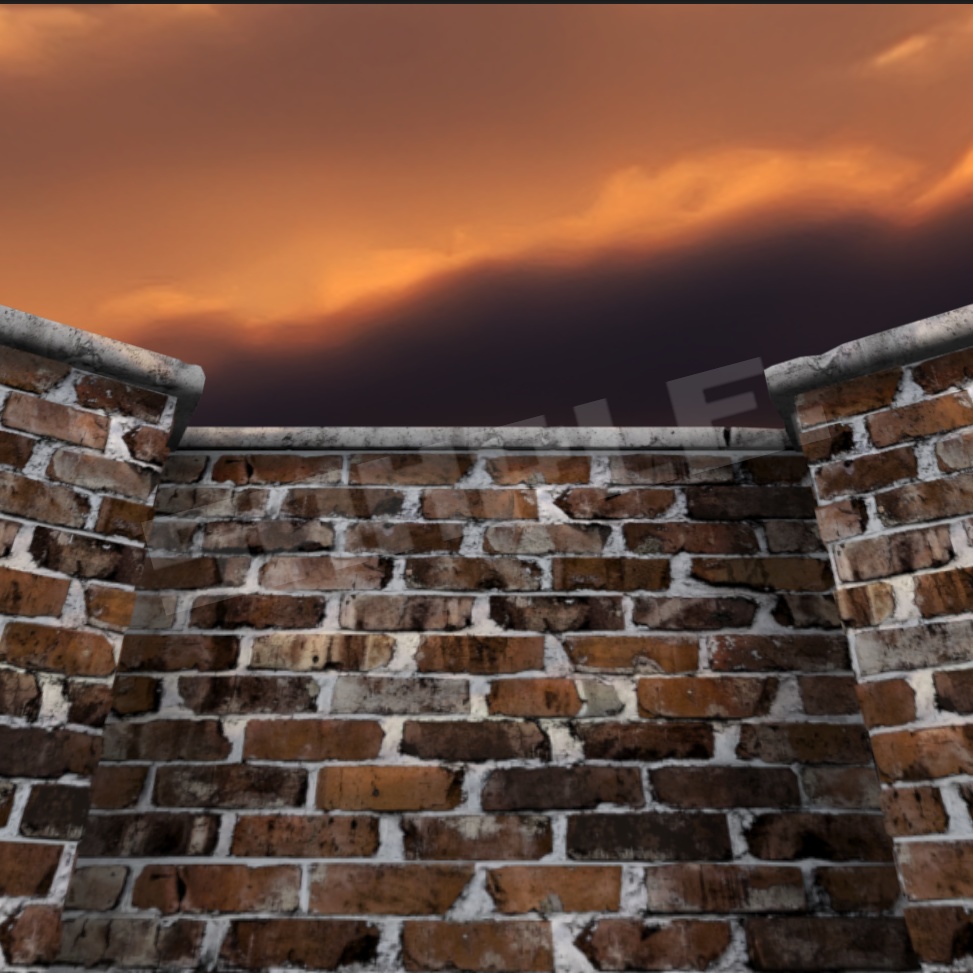 煉瓦の壁のスカイボックス(合成用テクスチャ素材付き)