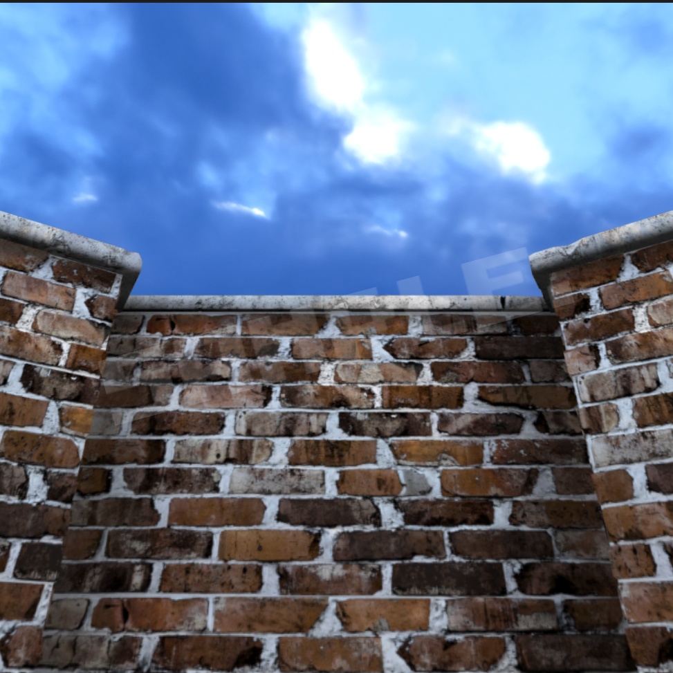 煉瓦の壁のスカイボックス(合成用テクスチャ素材付き)