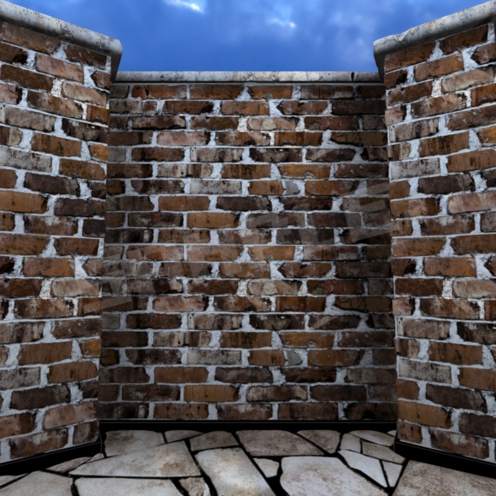 煉瓦の壁のスカイボックス(合成用テクスチャ素材付き)