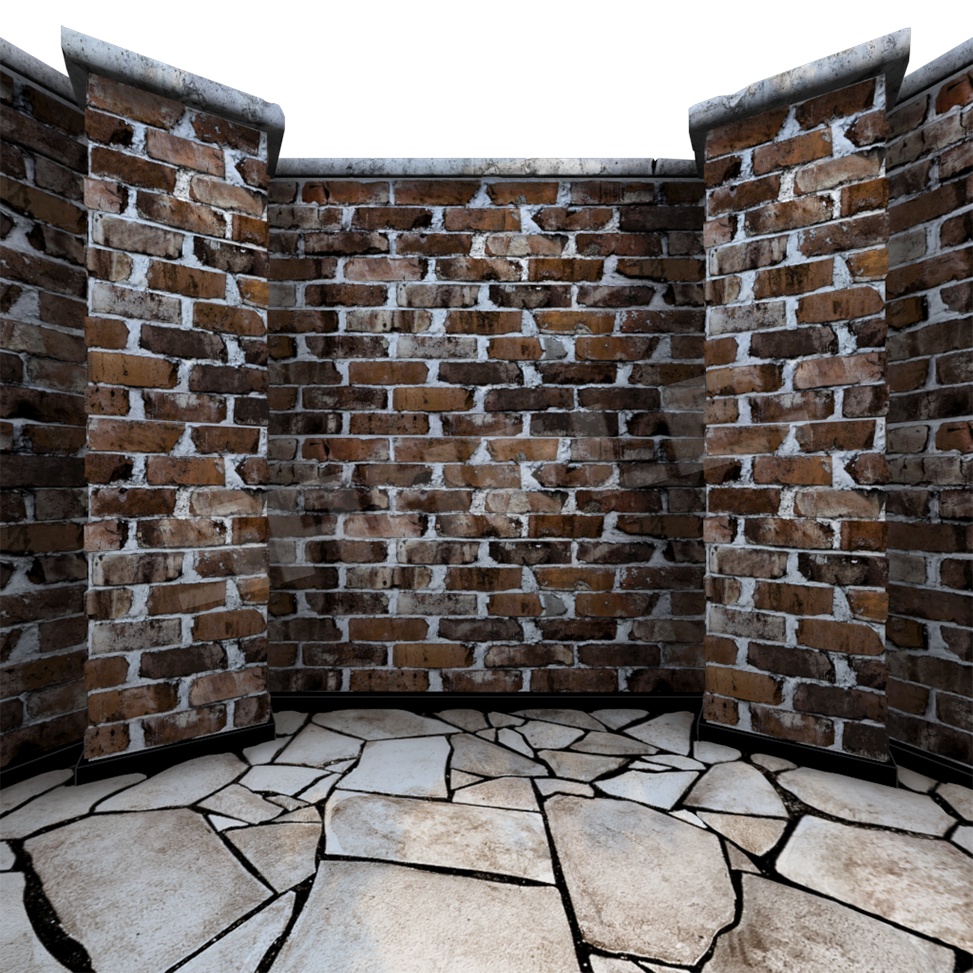 煉瓦の壁のスカイボックス(合成用テクスチャ素材付き)