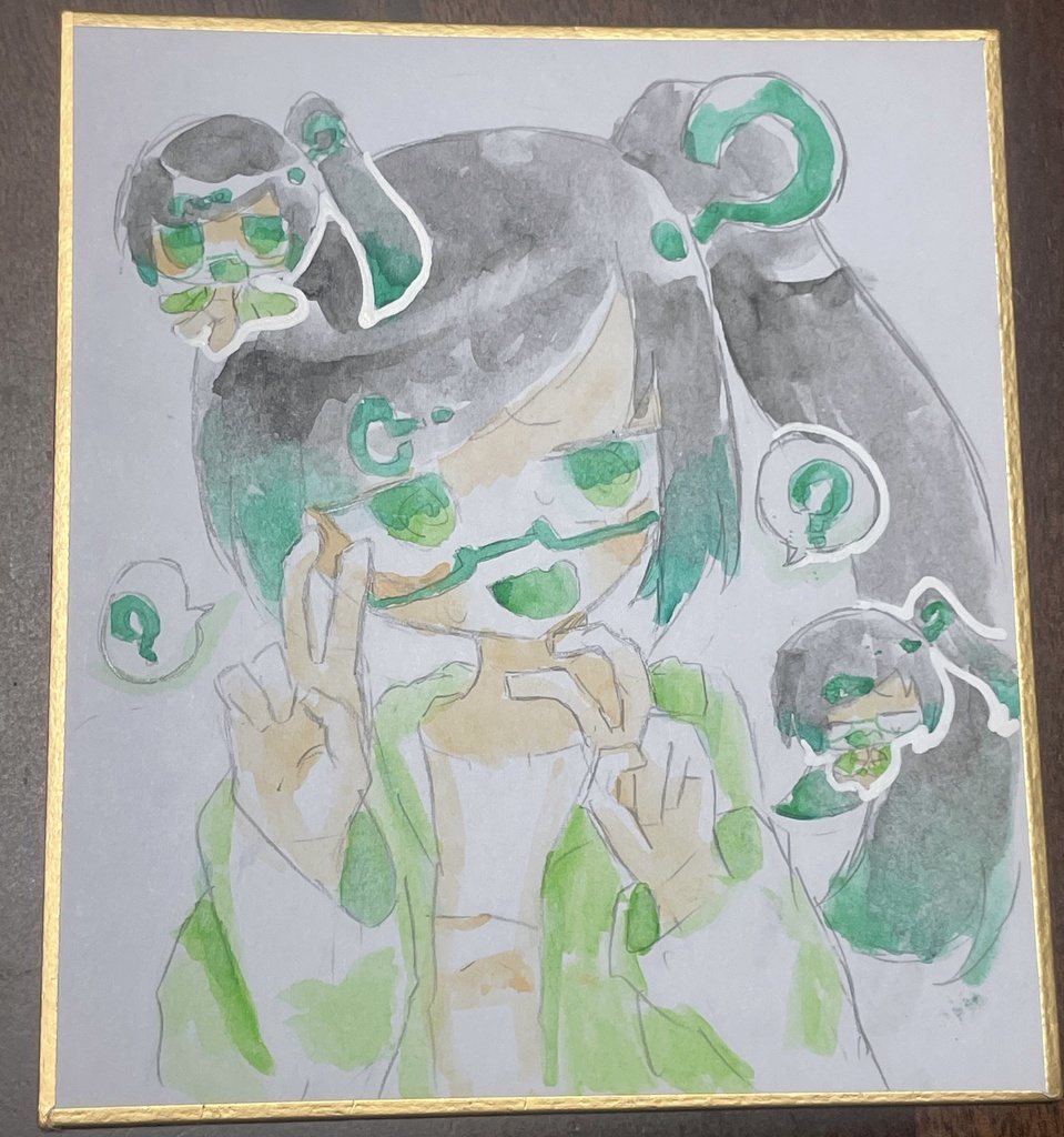 ミニ原画色紙【何野亡似　ポニテ】
