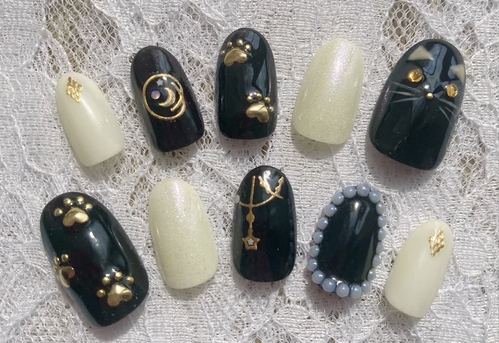 黒猫ちゃんネイルチップ