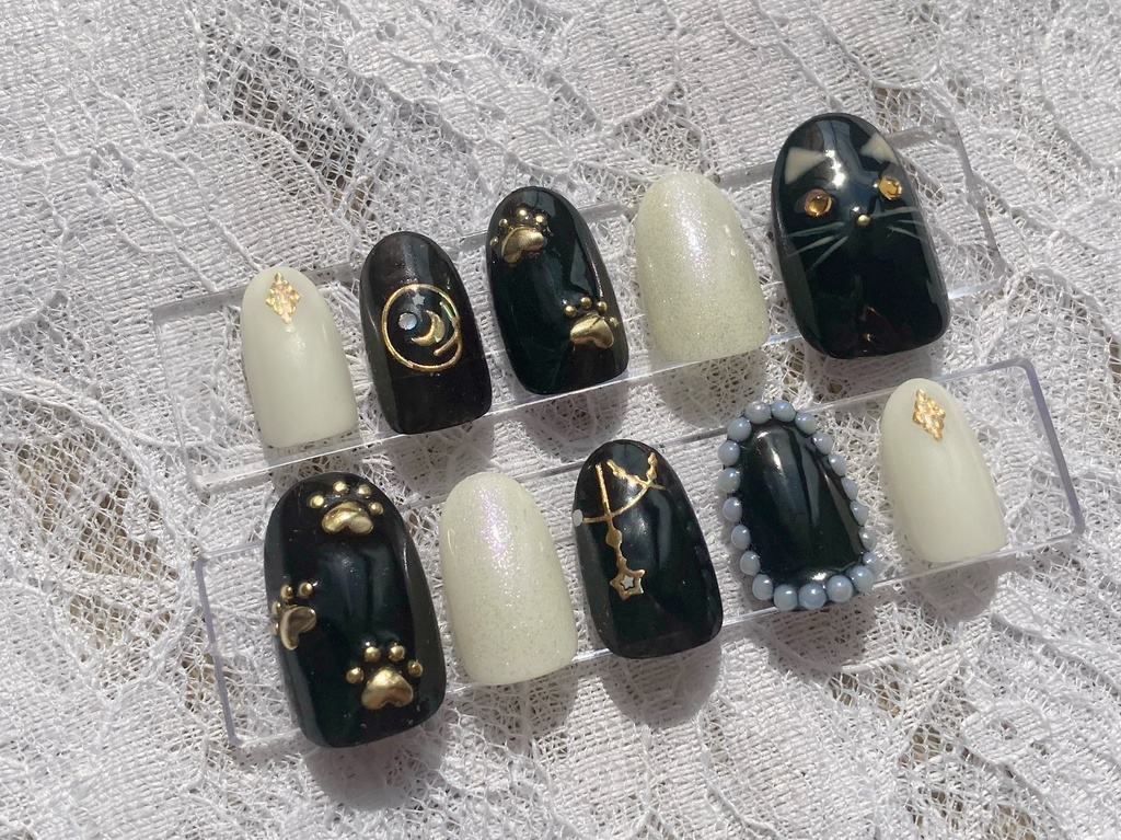 黒猫ちゃんネイルチップ
