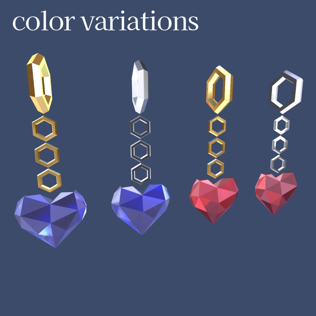 【無料/Free】Jewel Heart Earing 【#VRChat】【MA対応】
