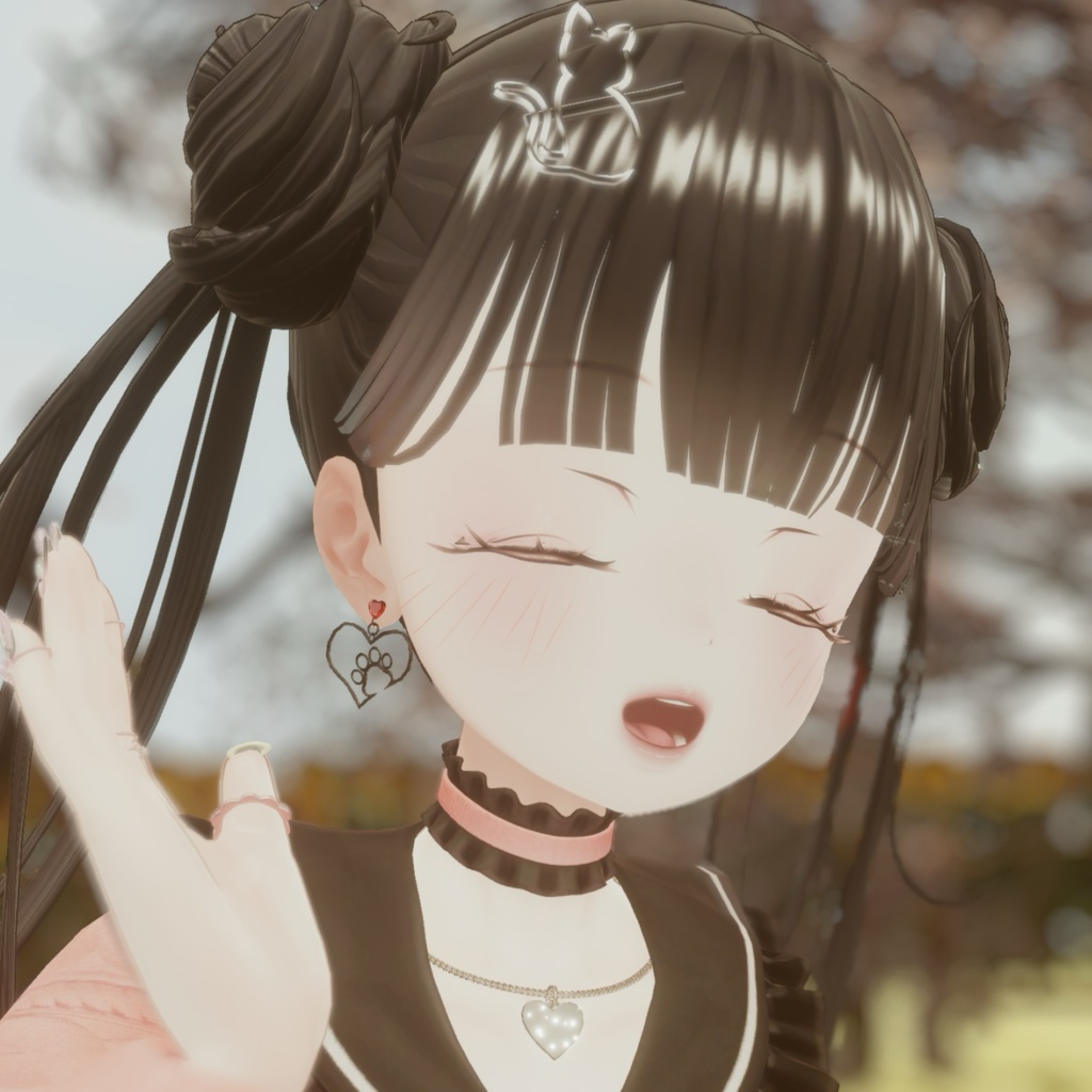 【無料あり】CatHeartアクセサリー(ヘアアクセ、イヤリング)【#VRChat】