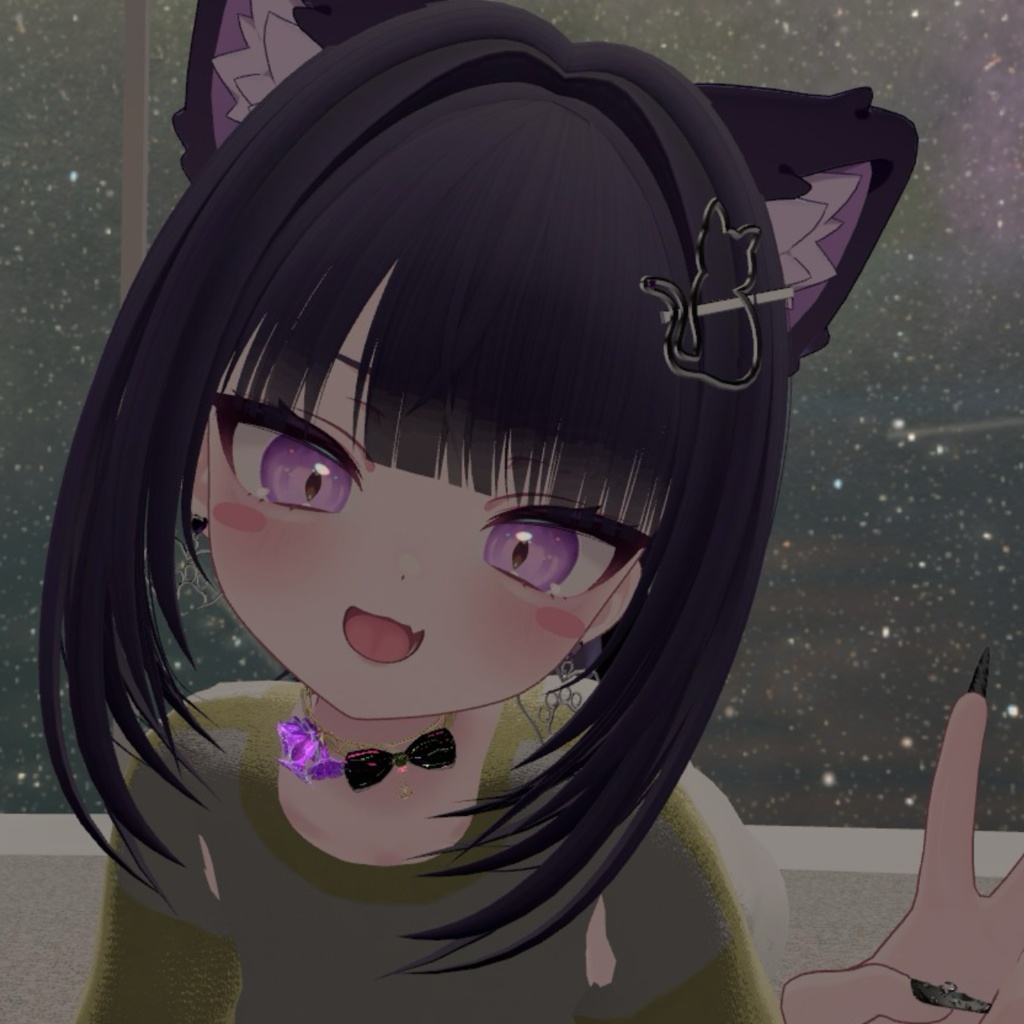 【無料あり】CatHeartアクセサリー(ヘアアクセ、イヤリング)【#VRChat】