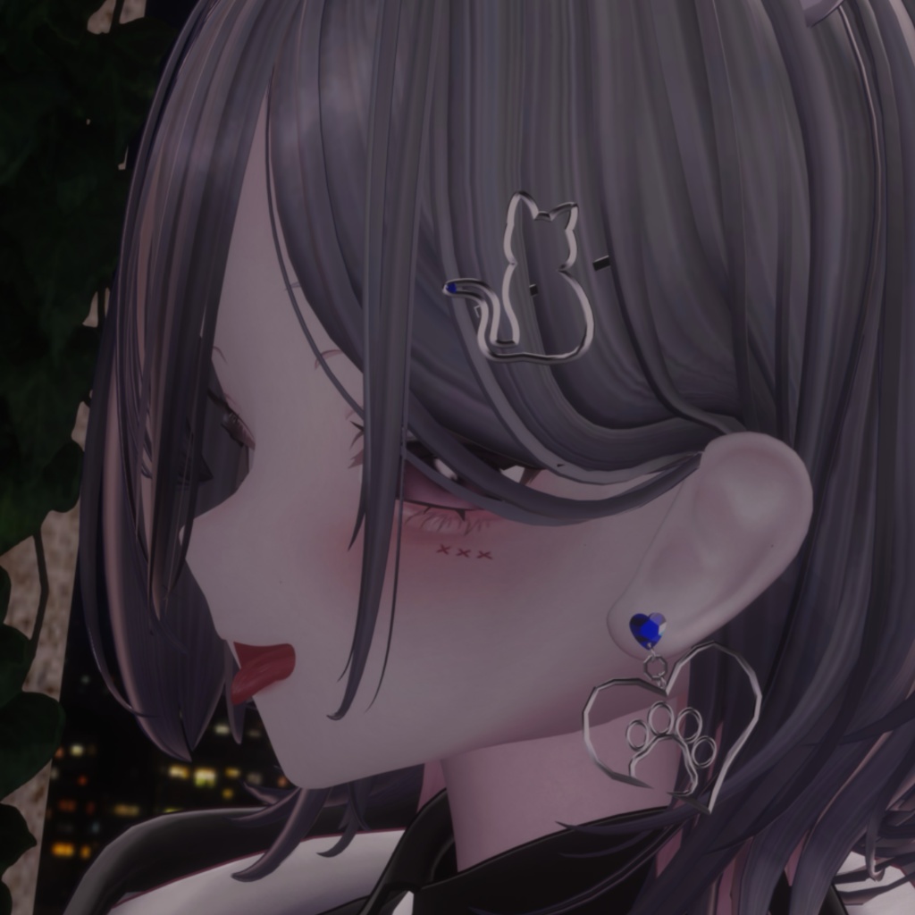 【無料あり】CatHeartアクセサリー(ヘアアクセ、イヤリング)【#VRChat】