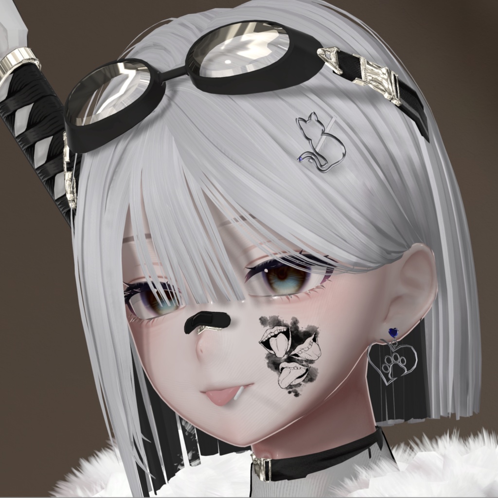 【無料あり】CatHeartアクセサリー(ヘアアクセ、イヤリング)【#VRChat】