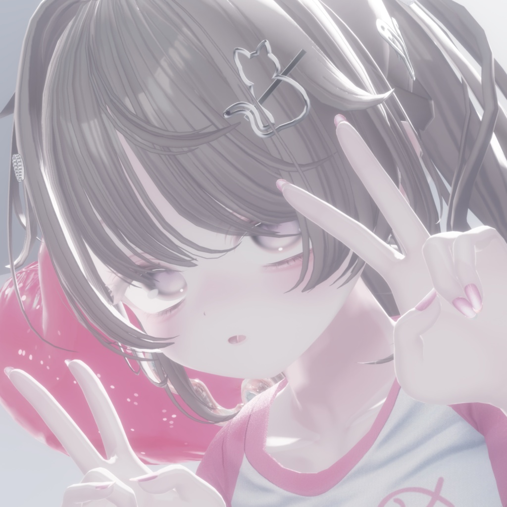 【無料あり】CatHeartアクセサリー(ヘアアクセ、イヤリング)【#VRChat】