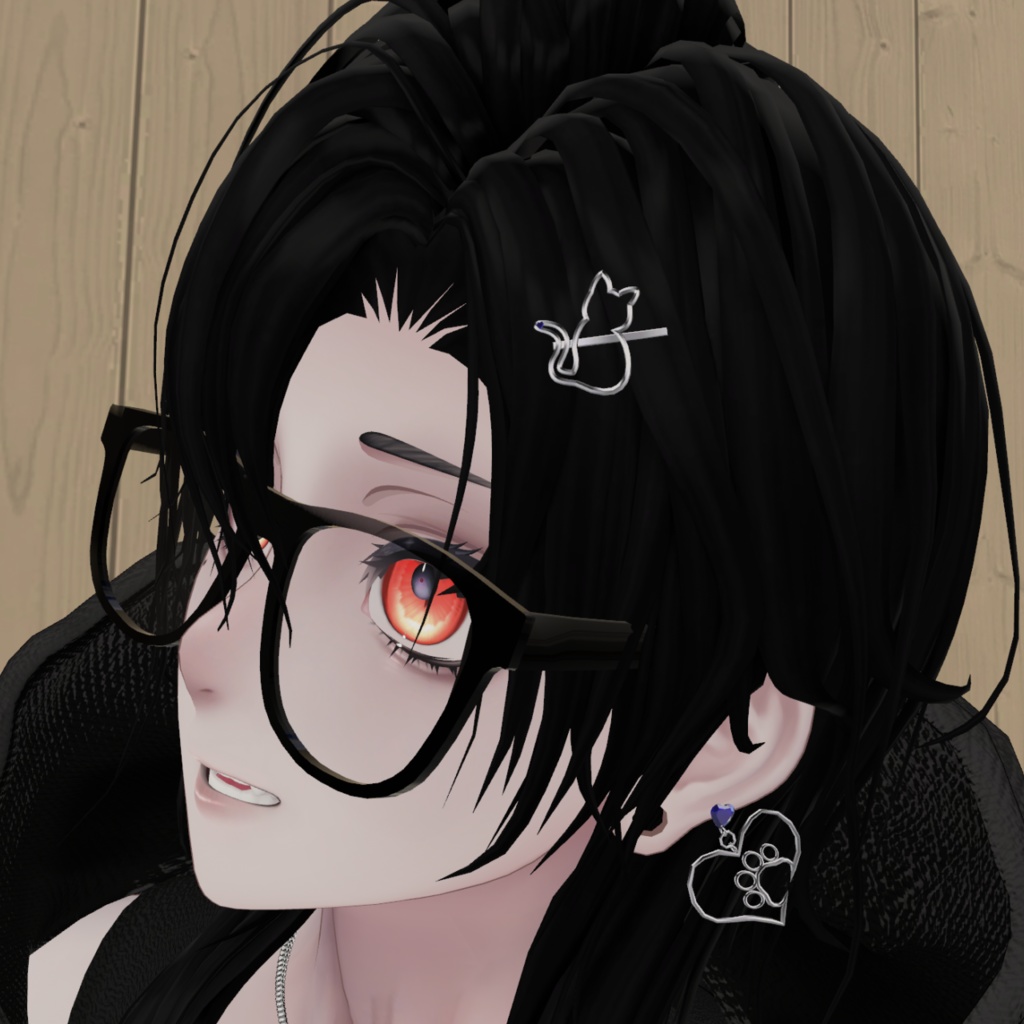 【無料あり】CatHeartアクセサリー(ヘアアクセ、イヤリング)【#VRChat】