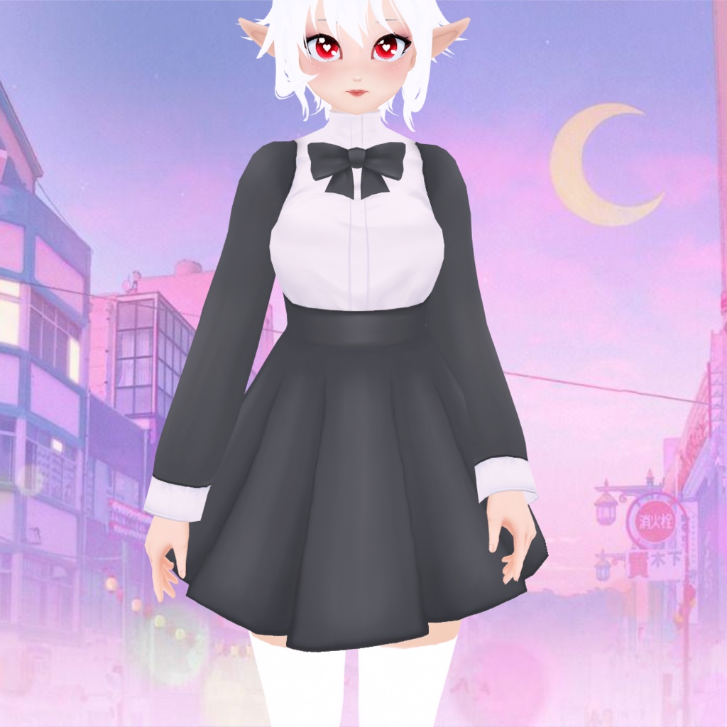 Black and White Dress Texture with underwear and shoes for VROID