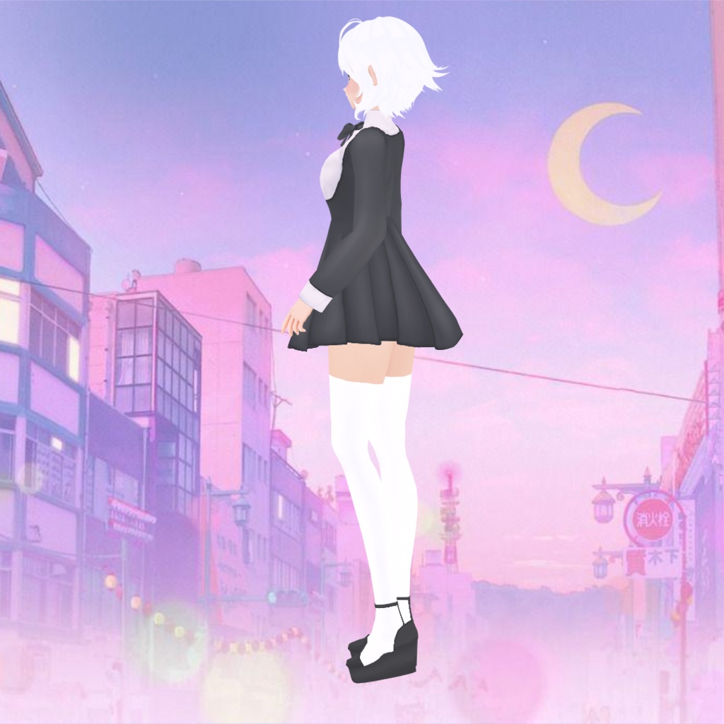 Black and White Dress Texture with underwear and shoes for VROID