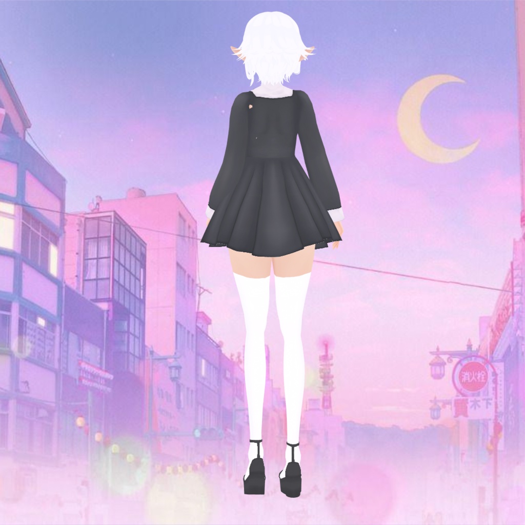 Black and White Dress Texture with underwear and shoes for VROID