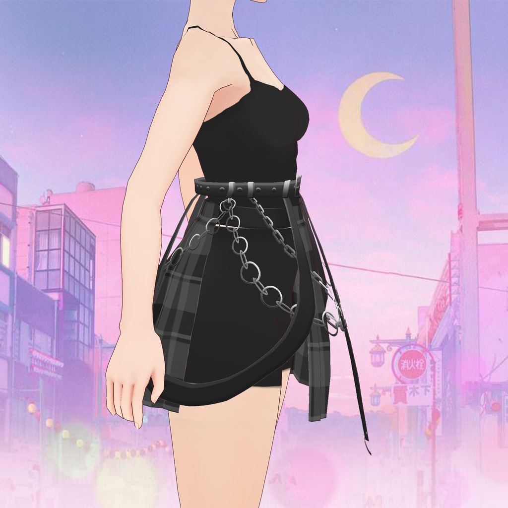Skirt with belt Outfit for VROID