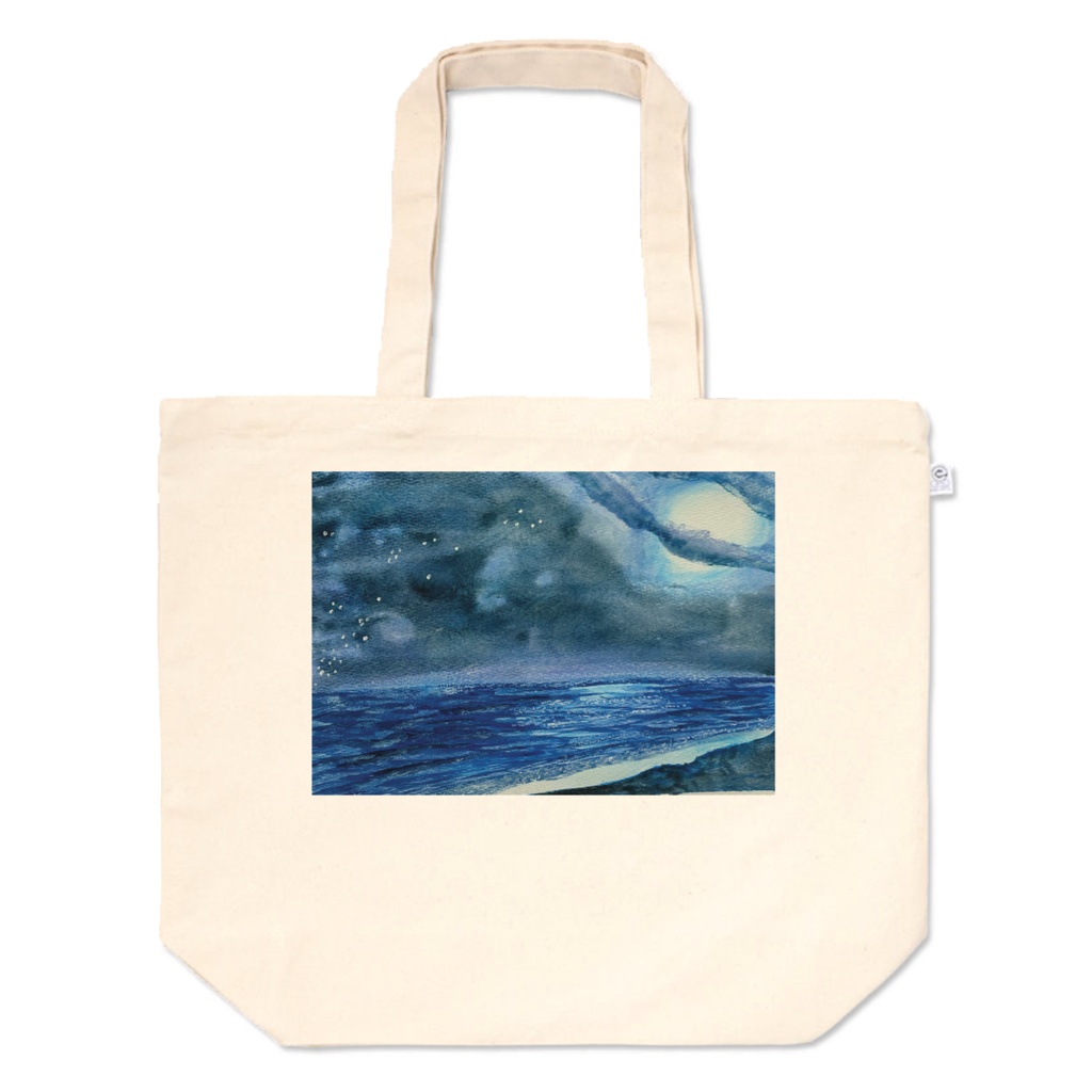 夜の海を水彩画で表現した作品