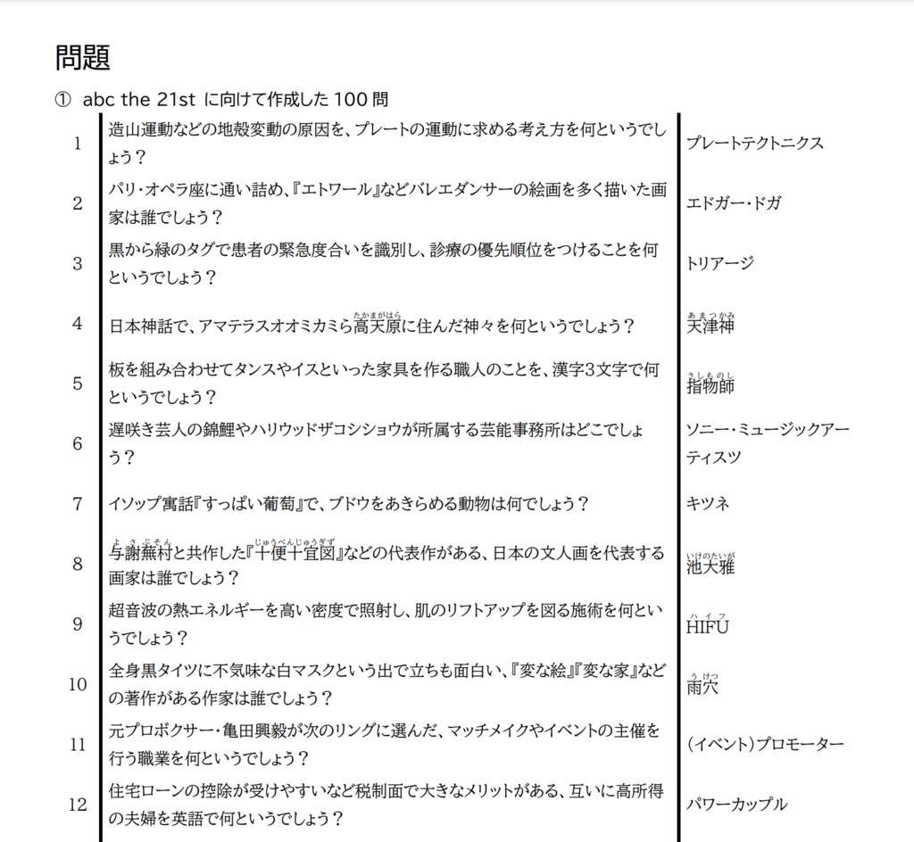 【クイズ問題集】ひと夏の想い出