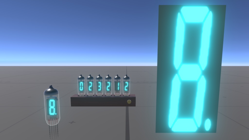 【VRC想定】バーチャルVFD管+時計(3Dモデル+シェーダー)