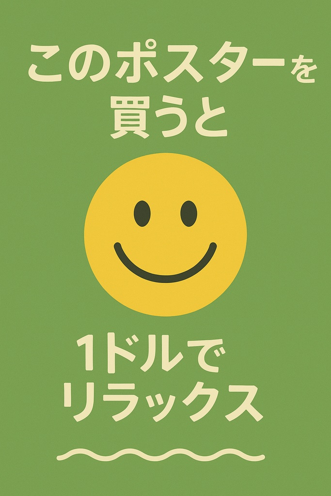 「ワンドルの安らぎ – リラックスポスター」  / "One Dollar Calm – Relaxation Poster