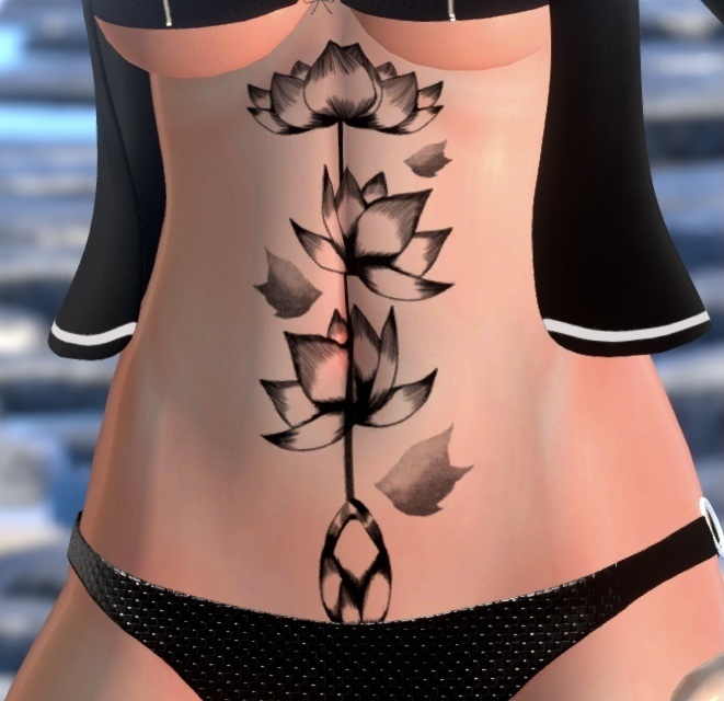蓮の花ノ刺青テクスチャ(葉っぱ付き)