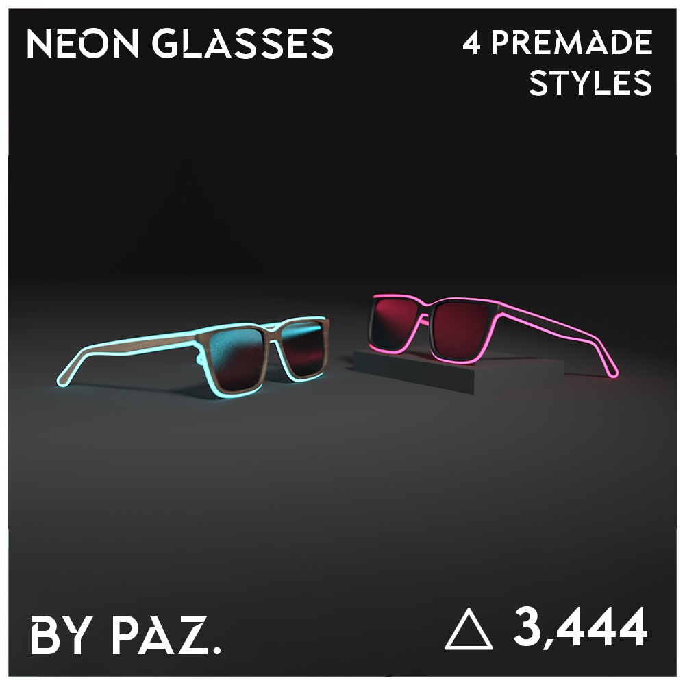 3Dモデル【ネオンメガネ】4色バリエーション