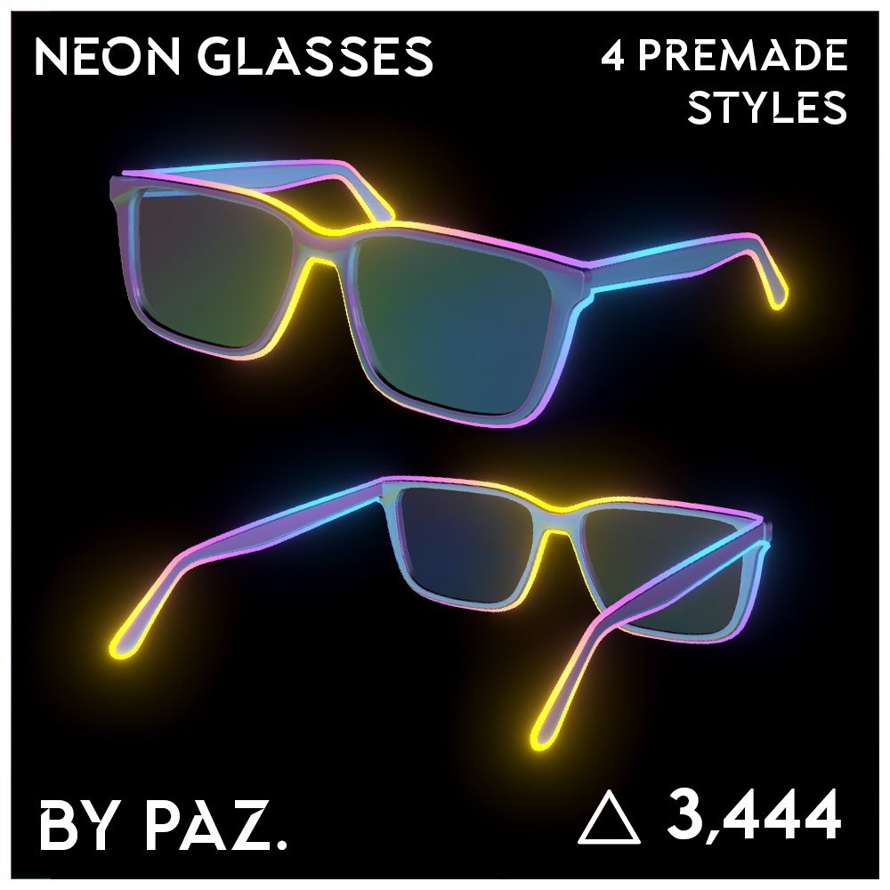 3Dモデル【ネオンメガネ】4色バリエーション