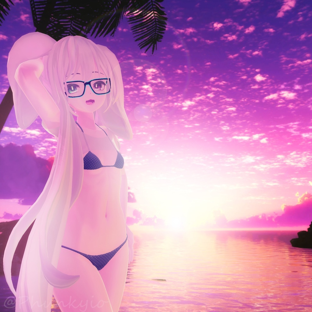 3Dモデル【ネオンメガネ】4色バリエーション