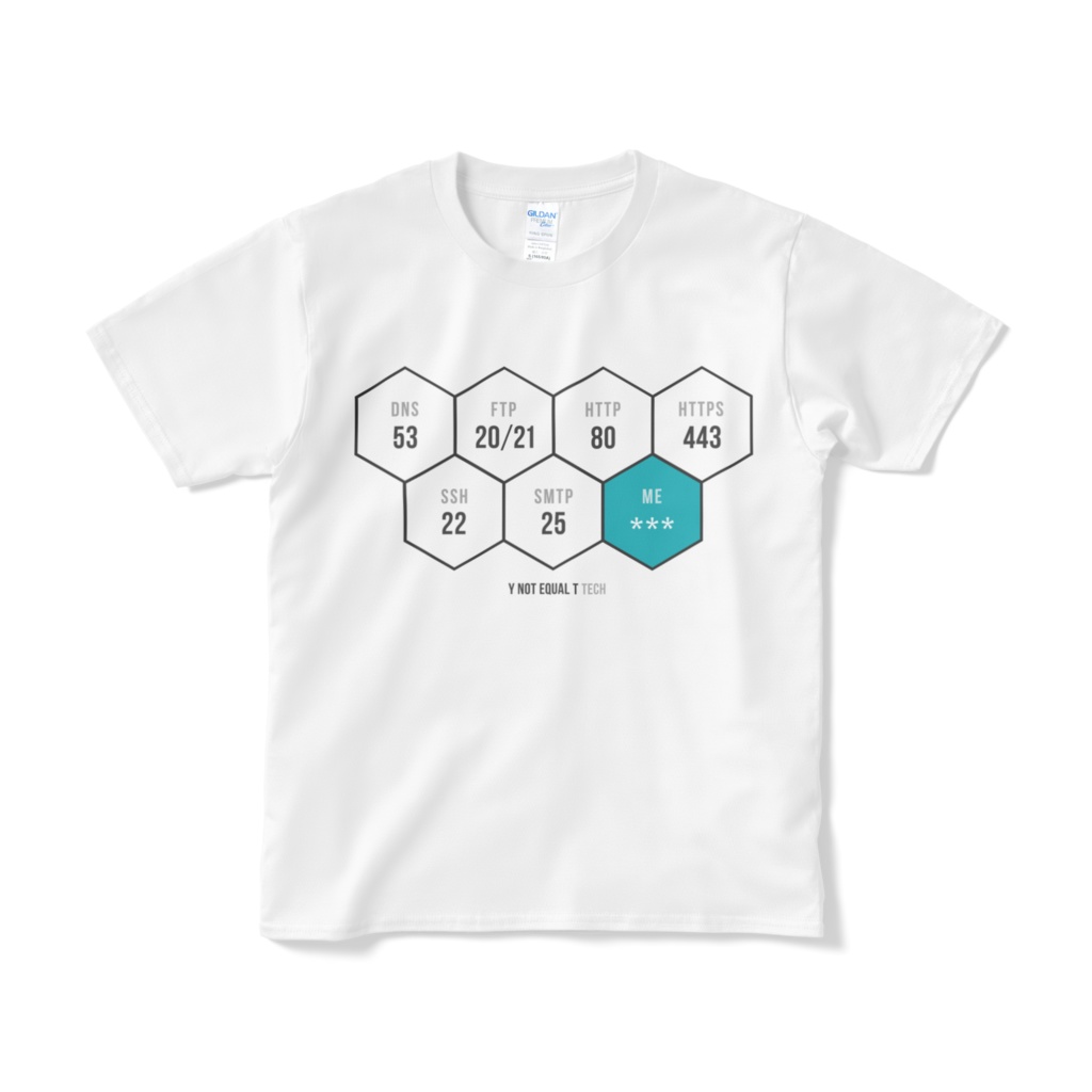 ポート番号 port numbers/白/Y!=T TECH (S・M・L・XL) Tシャツ