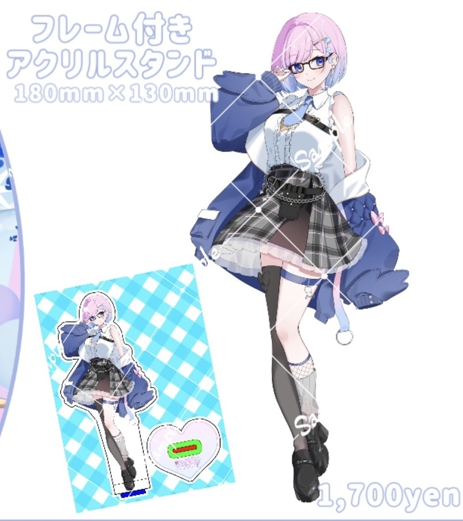 🫧炭酸水1周年記念グッズ𓂃◌𓂂 フレーム付きアクリルスタンド (ショートヘアー×眼鏡ver.)
