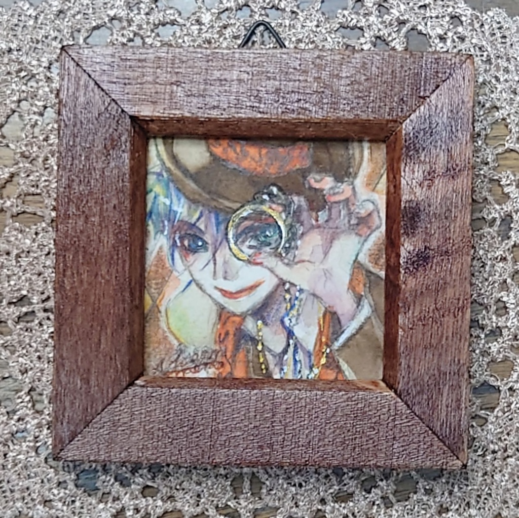 【ミニ額原画イラスト】古物商の片眼鏡