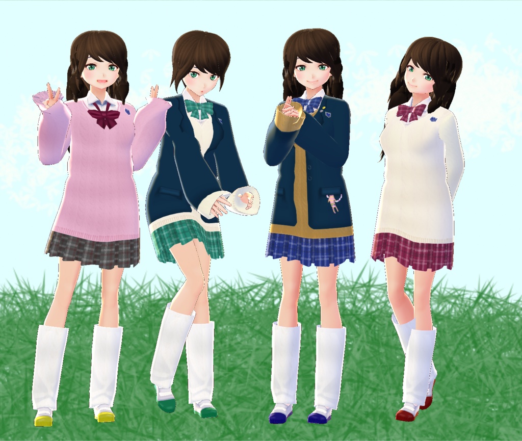 【VRoid/無料あり】ブレザー制服セット