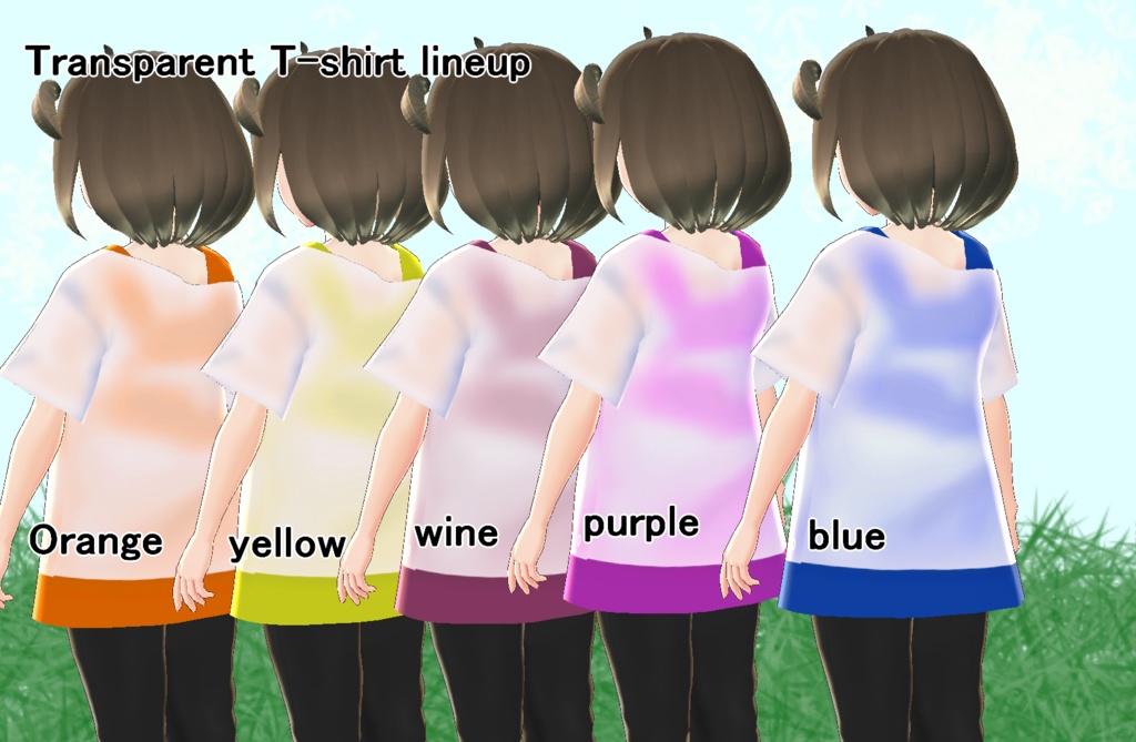 【VRoid/無料あり】透け感Tシャツ 男女兼用