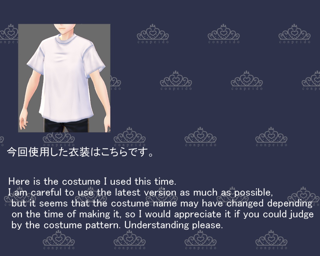 【VRoid/無料あり】透け感Tシャツ 男女兼用