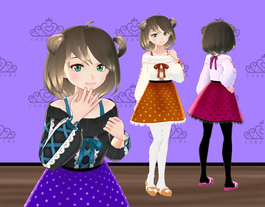 【VRoid】オフショルレースアップセット