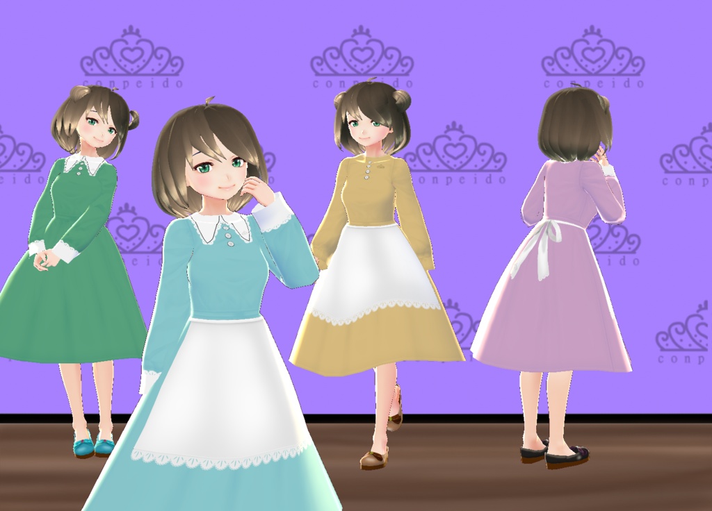 【VRoid/男女兼用】町娘ワンピセット