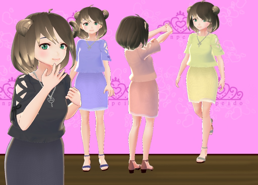 【VRoid】シフォンブラウスセット