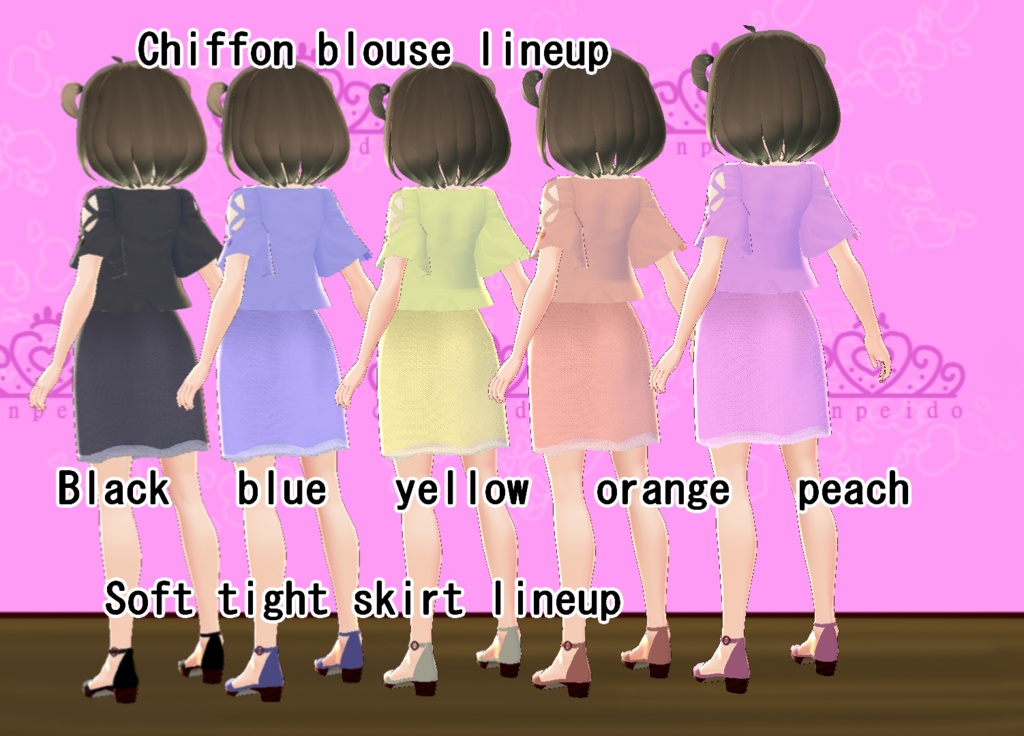 【VRoid】シフォンブラウスセット