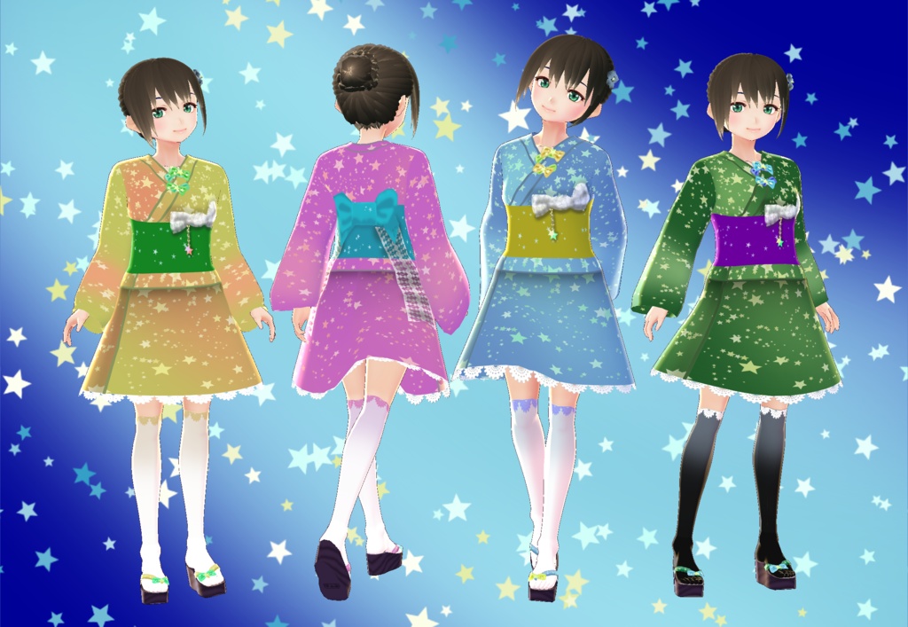 【VRoid】星空浴衣セット