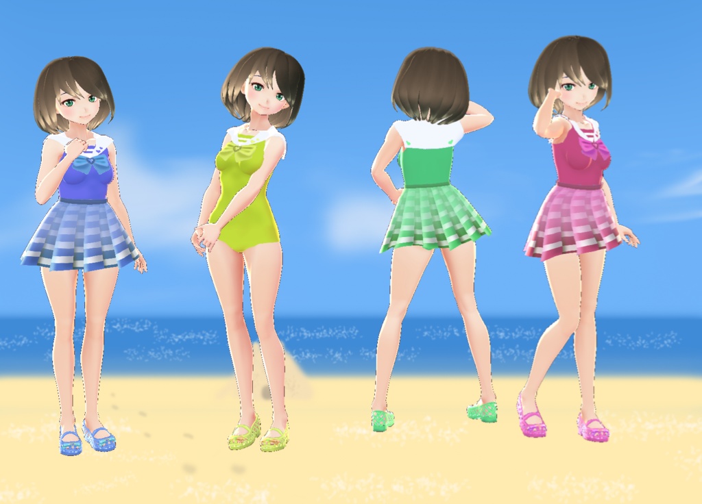 【VRoid】セーラー襟付き水着セット