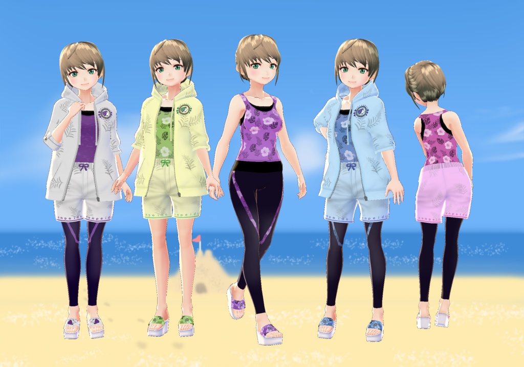 【VRoid/無料有】フィットネス水着セット