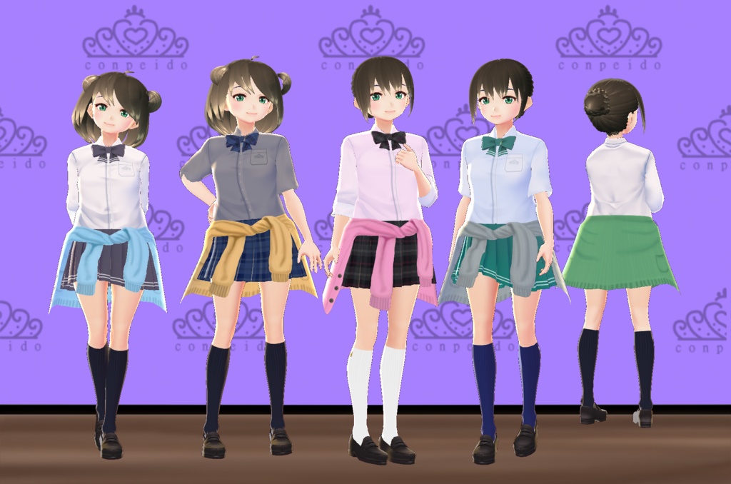 【VRoid/無料有】腰巻カーデ制服セット