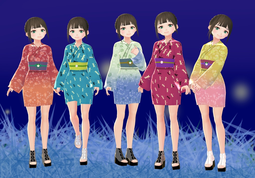 【VRoid/無料有】短め浴衣セット
