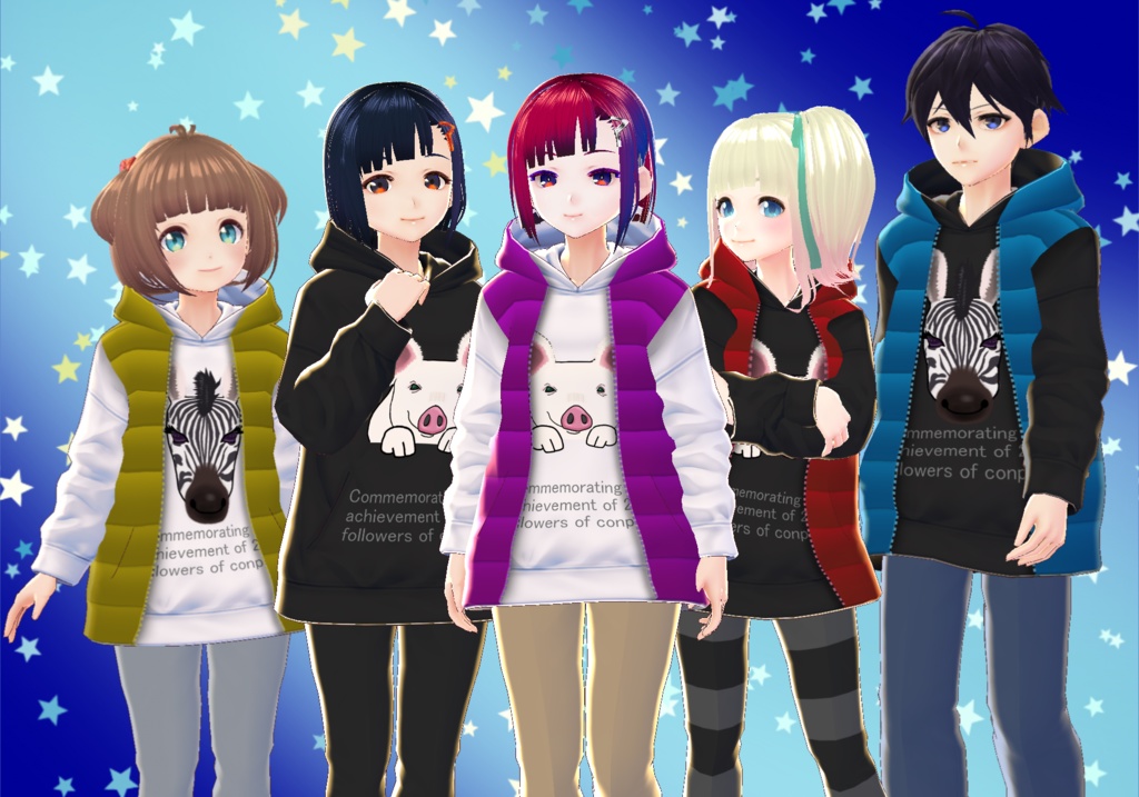 【VRoid/男女兼用】200人記念パーカーセット