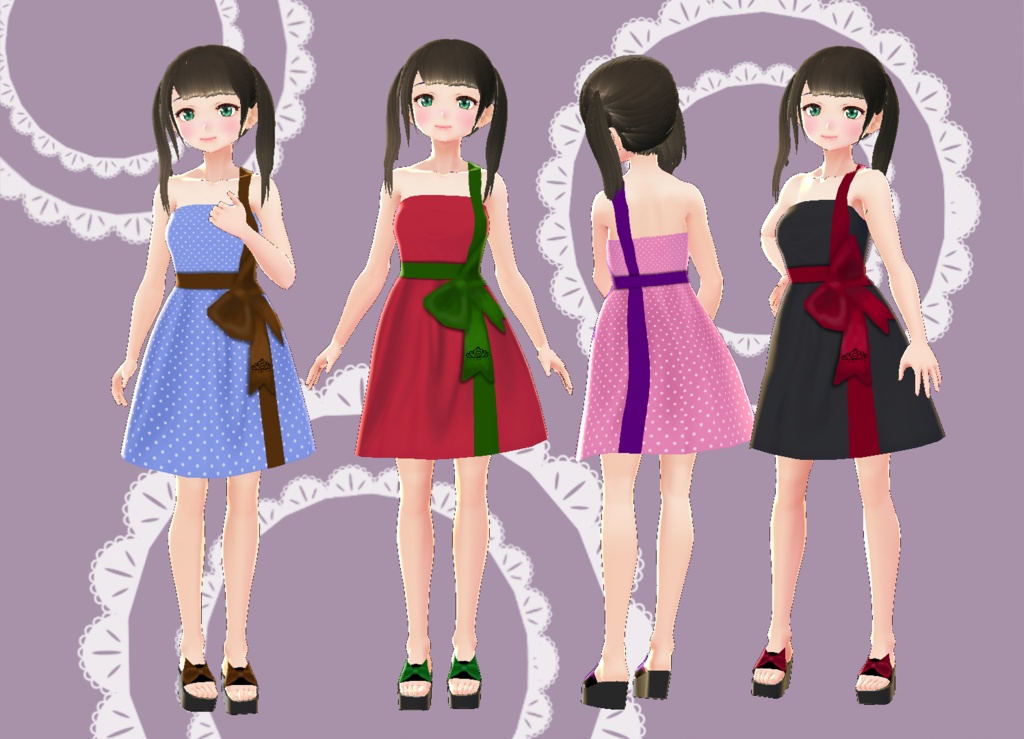 【VRoid/無料有】ラッピングドレスセット